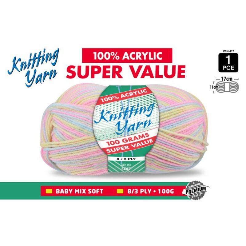 Baby Mix Knitting Yarn 8 Ply - 100g