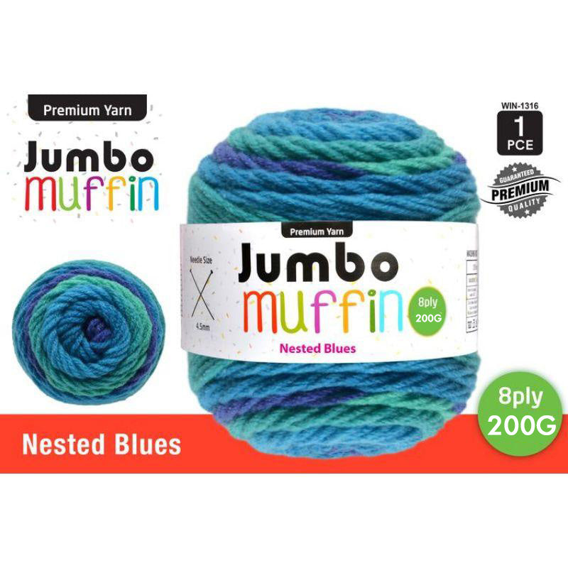 Nested Blues Jumbo Muffin Yarn - 200g