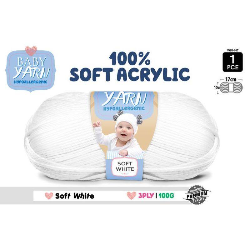 White Knitting Yarn 3 Ply - 100g - The Base Warehouse