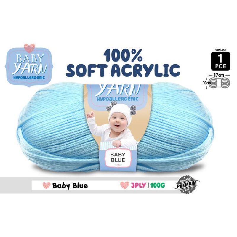 Baby Blue Soft Acrylic Knitting Yarn 3 Ply - 100g