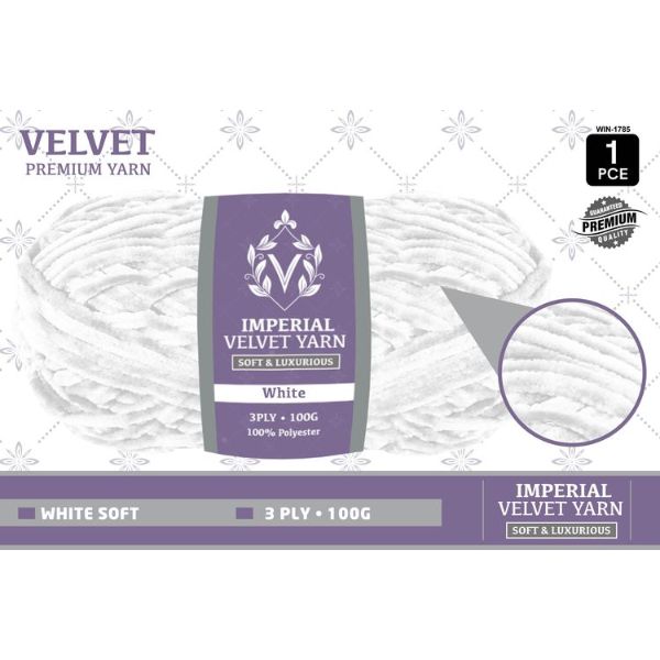 1 Pack White Velvet Yarn - 100g