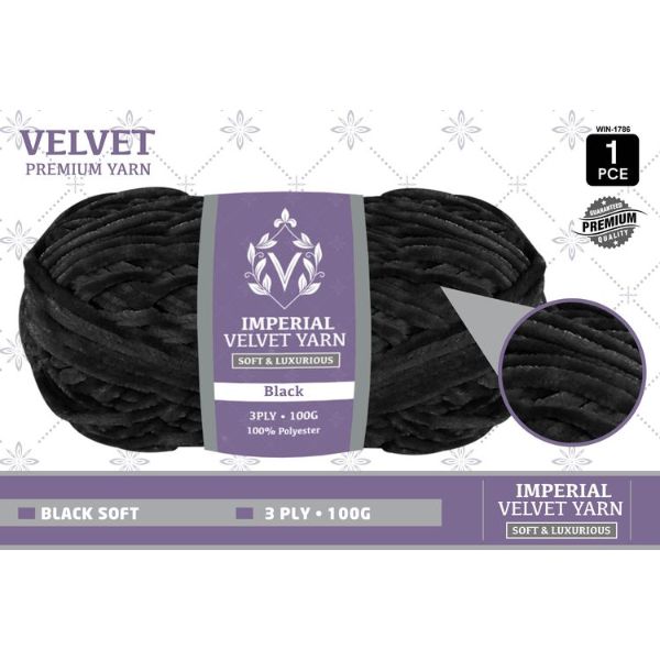 1 Pack Black Velvet Yarn - 100g
