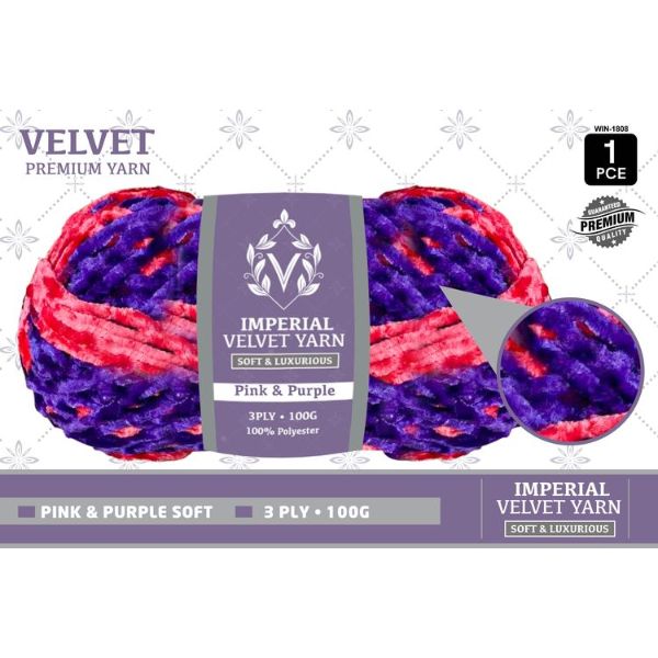 1 Pack Pink & Purple Velvet Yarn - 100g