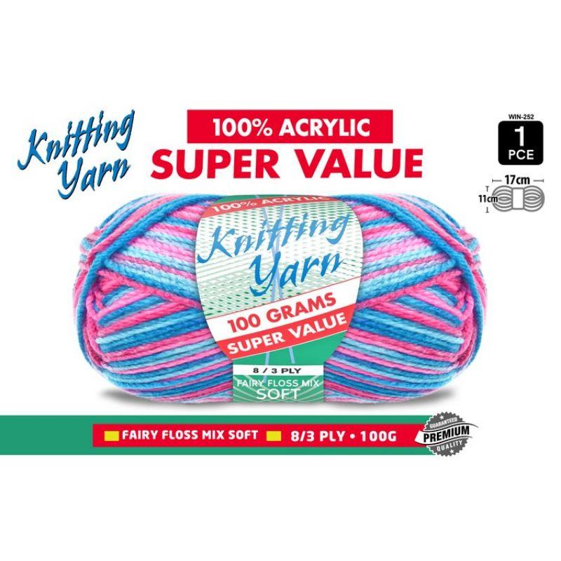 Fairy Mix Knitting Yarn 8 Ply - 100g