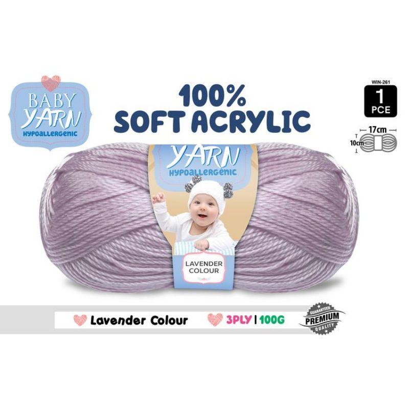 Baby Lavender Soft Acrylic Knitting Yarn 3 Ply - 100g
