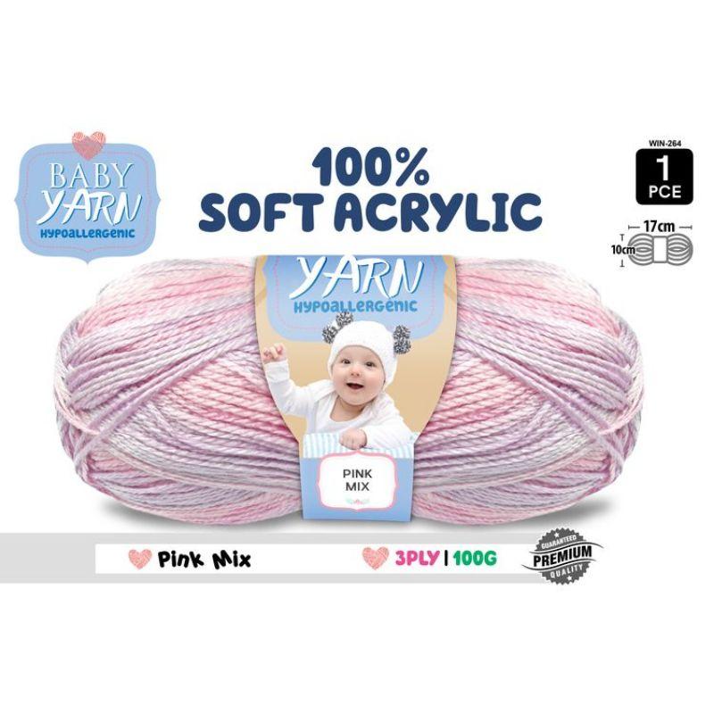 Baby Girl Mix Soft Acrylic Knitting Yarn 3 Ply - 100g