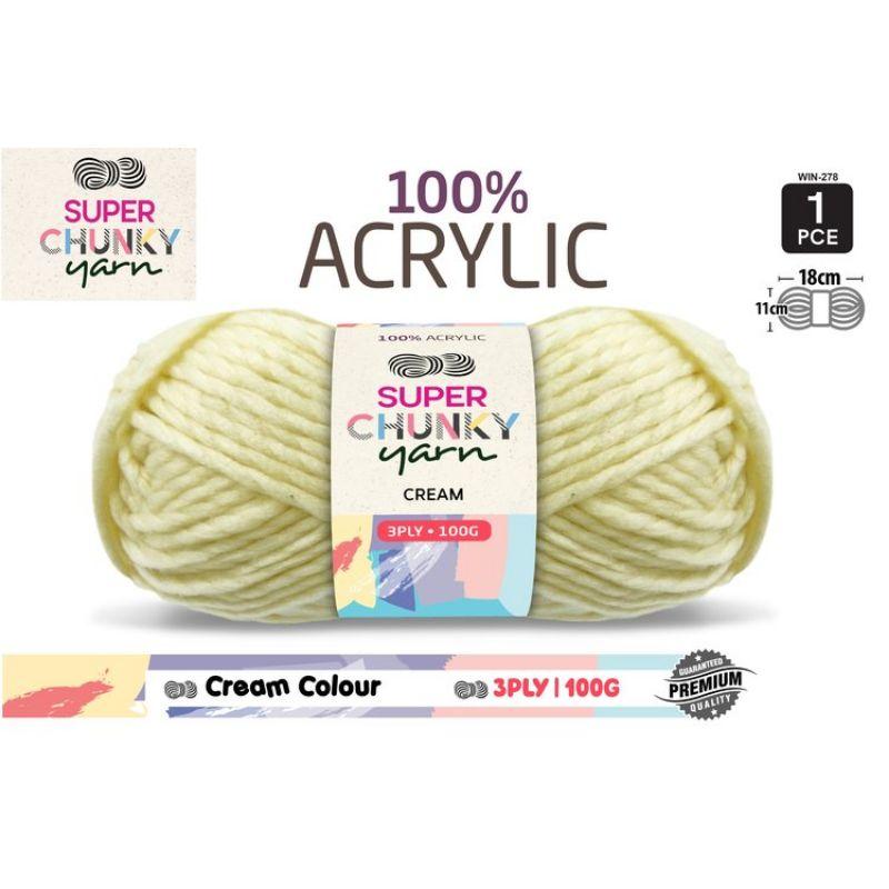 Cream Super Chunky Knitting Yarn 3 Ply - 100g