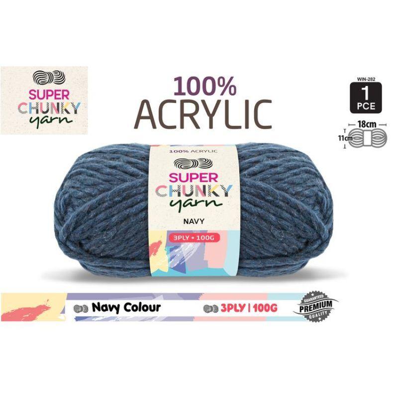 Navy Super Chunky Knitting Yarn 3 Ply - 100g - The Base Warehouse