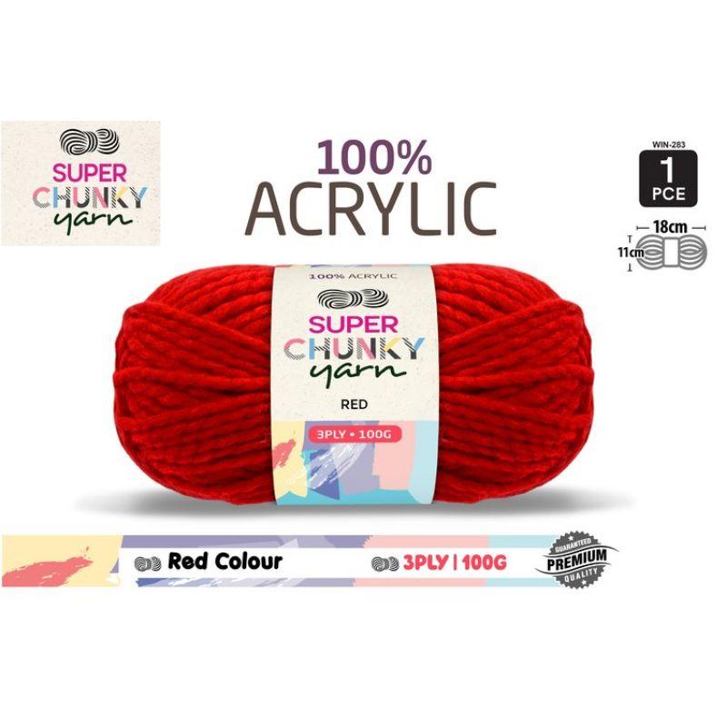 Red Super Chunky Knitting Yarn 3 Ply - 100g