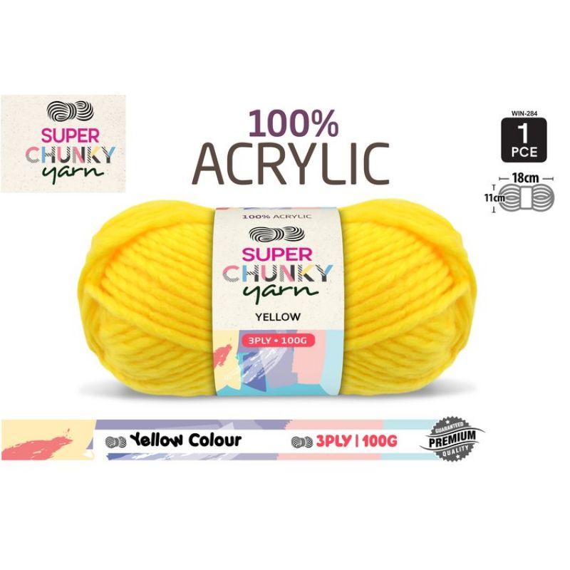 Yellow Super Chunky Knitting Yarn 3 Ply - 100g