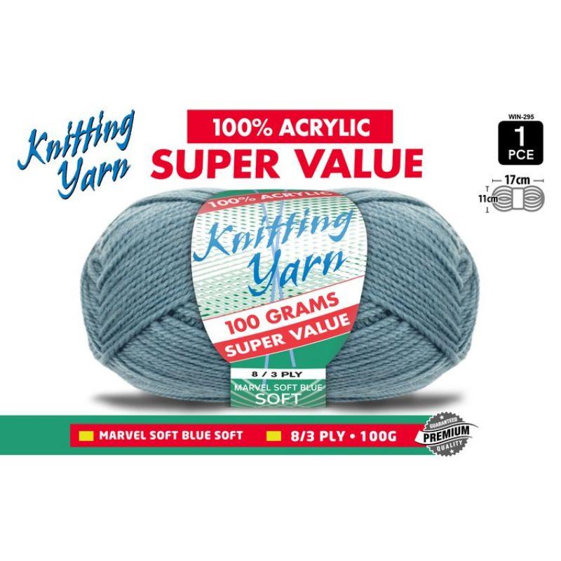 Soft Blue Knitting Yarn 8 Ply - 100g