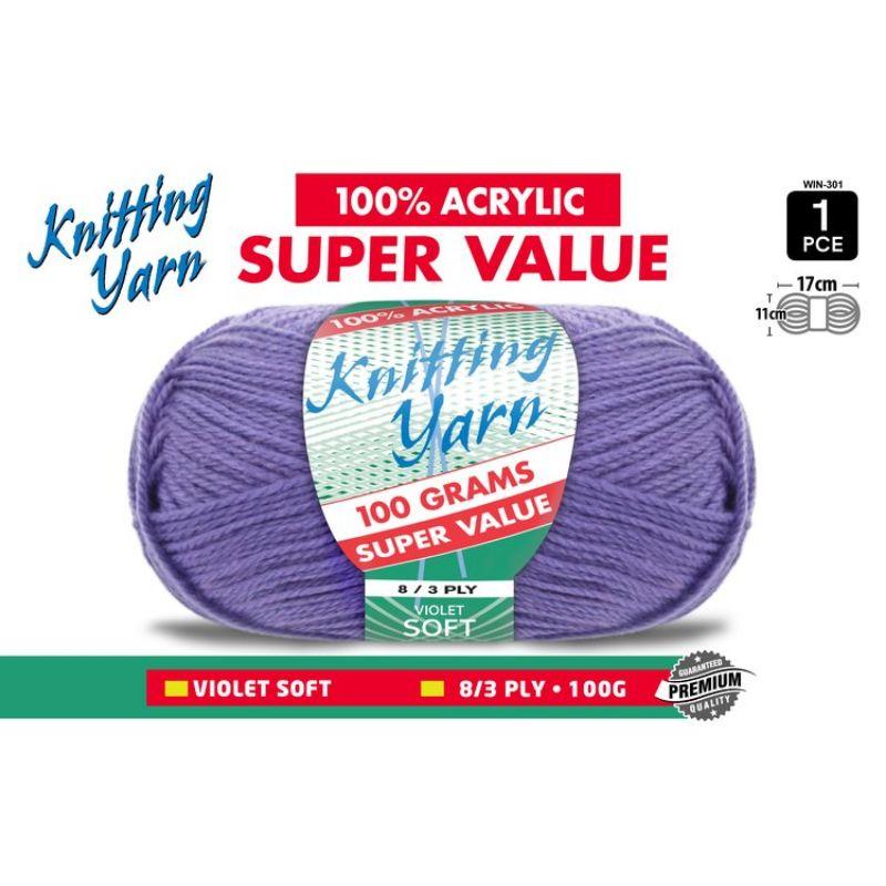 Violet Knitting Yarn 8 Ply - 100g