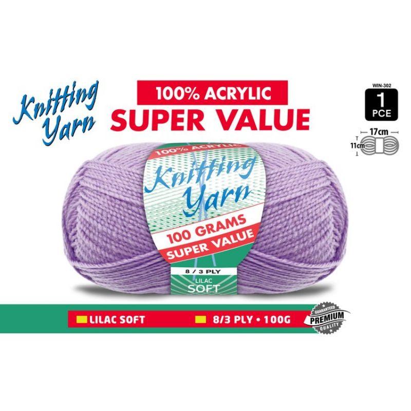 Lilac Knitting Yarn 8 Ply - 100g