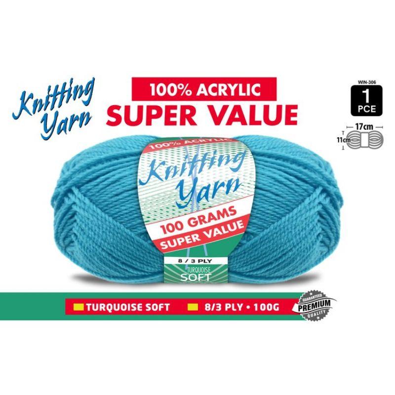 Turquoise Knitting Yarn 8 Ply - 100g
