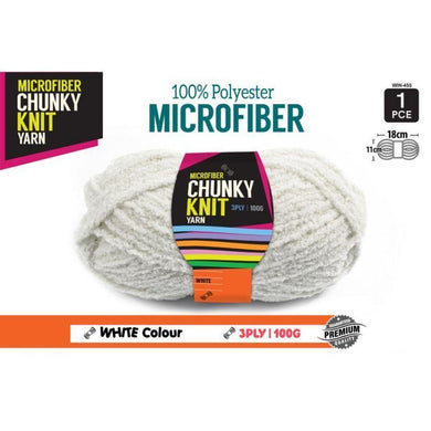 White Chunky Knitting Yarn 3 Ply - 100g - The Base Warehouse