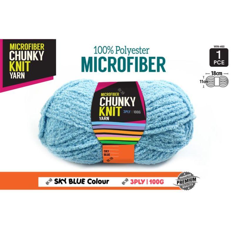 Sky Blue Chunky Knit Yarn - 100g