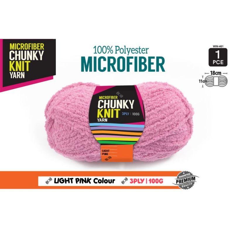 Light Pink Chunky Knit Yarn 3 Ply - 100g