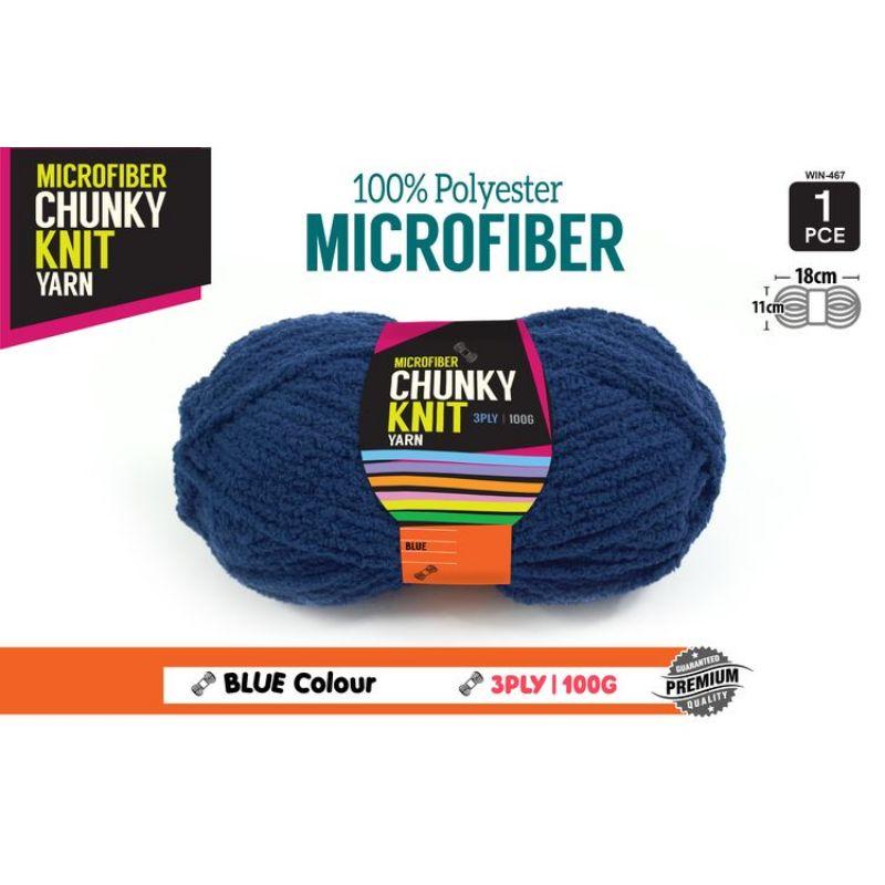 Blue Chunky Knit Yarn 8/3 Ply - 100g