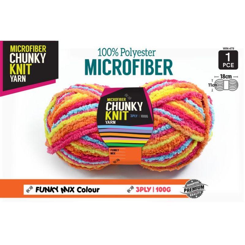 Fun Mix Microfibre Chunky Knitting Yarn 3 Ply - 100g
