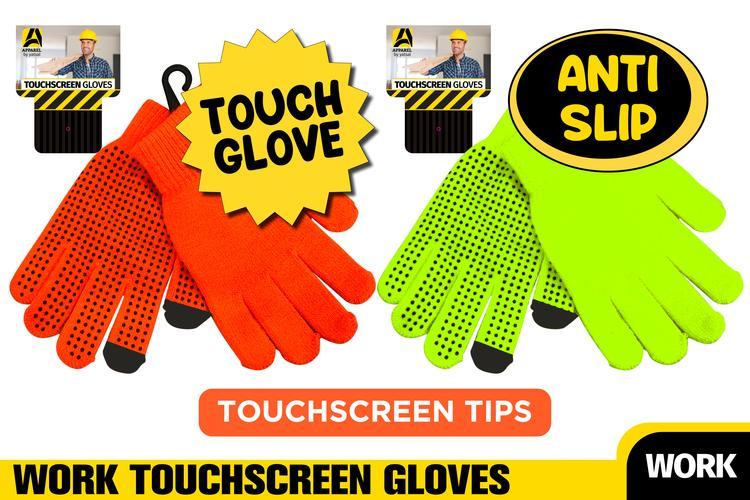 Fluro Work Touch Gloves with Grip