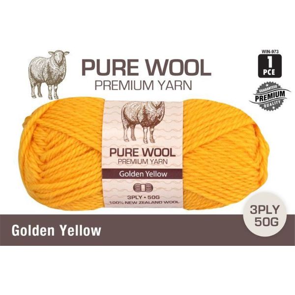 1 Pack Golden Yellow Pure Wool - 50g