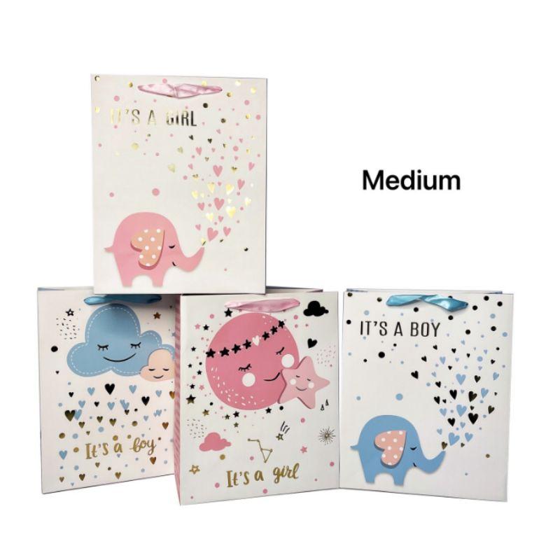 Baby Foil Medium Gift Bag - 23cm x 18cm x 10cm