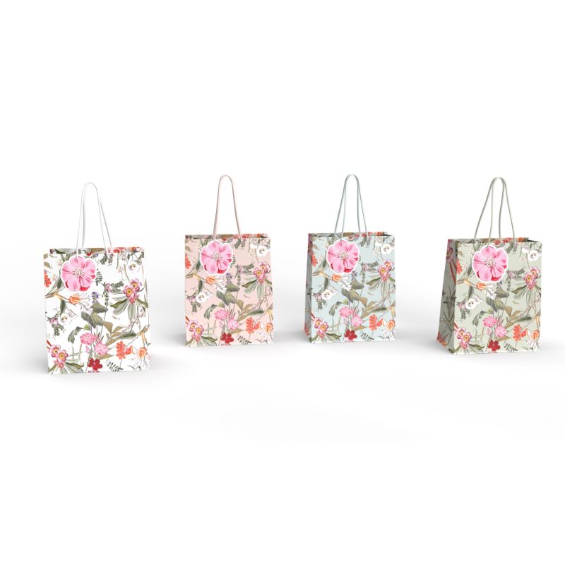 Floral Deluxe with Glitter Large Gift Bag - 32cm x 26cm x 12cm