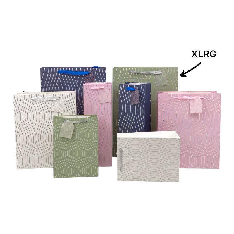 Vertical Wave Foiled Extra Large Gift Bag - 42cm x 30cm x 12cm