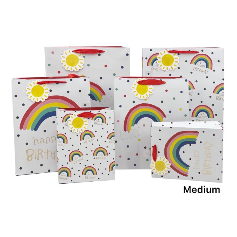 Foiled Rainbow Medium Gift Bag - 18cm x 23cm x 10cm