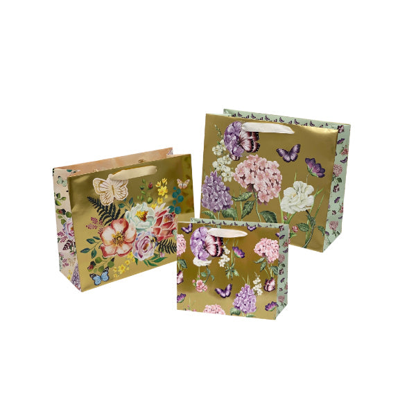 Medium Floral Splendour Shoppers Gift Bag - 18cm x 23cm x 10cm
