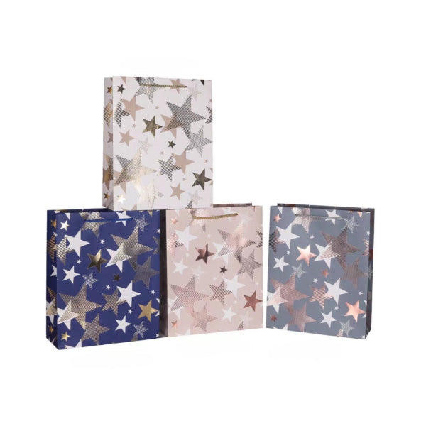 Medium Foiled Stars Gift Bag - 24cm x 18cm x 18cm