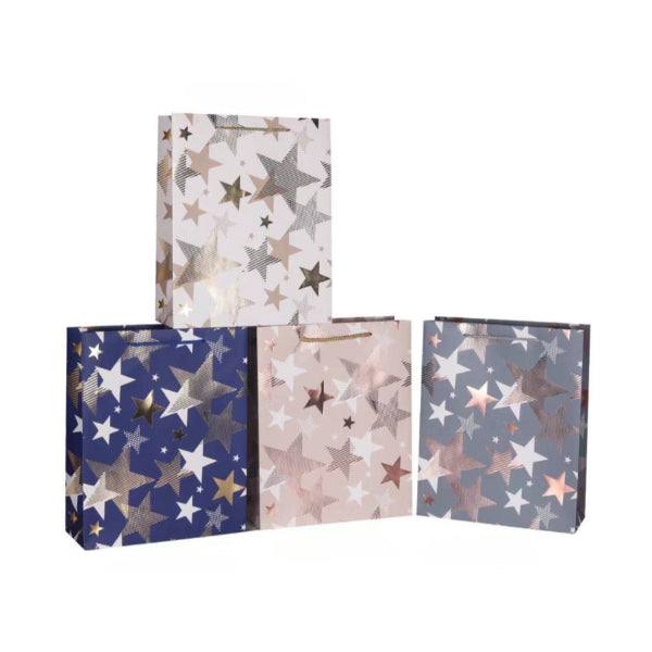 Foiled Stars Gift Bag - 11cm x 38cm x 11cm