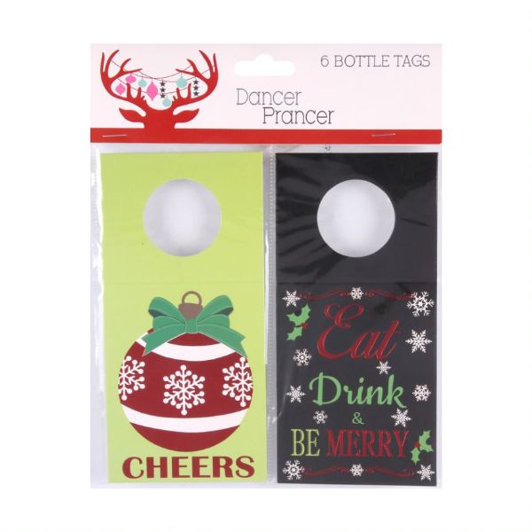 4 Pack Christmas Wine Bottle Tags