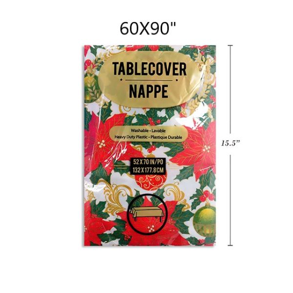 Christmas Flannel Back Tablecloth - 132cm x 177.8cm