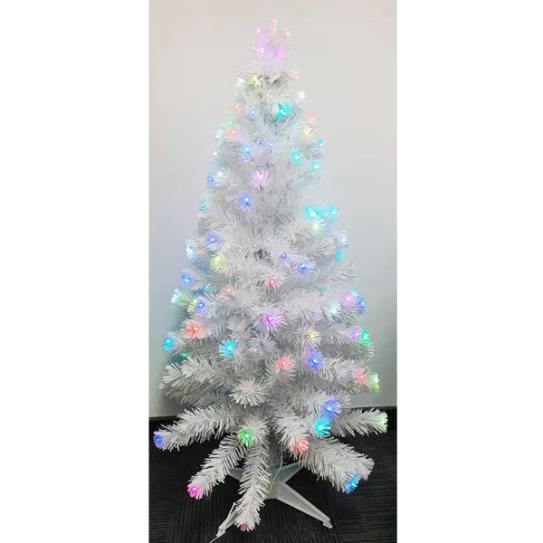 White Christmas Tree With Multi Colour Lights - 150cm