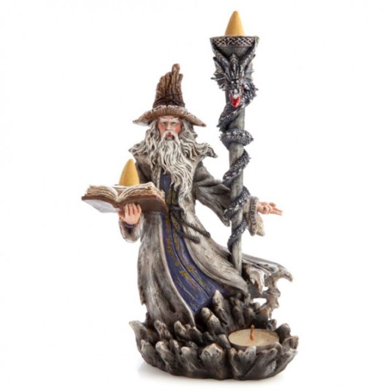 Wizard Backflow Incense Burner & Tealight Holder - 15.5cm x 11cm x 23cm