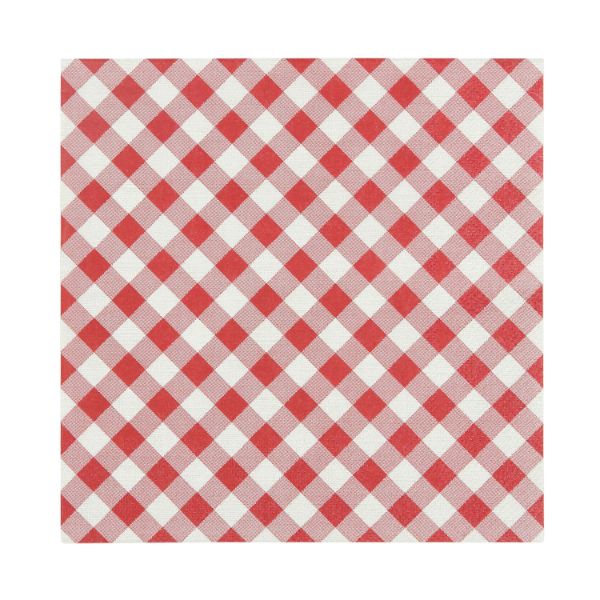 Gingham 20Pck 3Ply 33cm Napkin Red/Wht