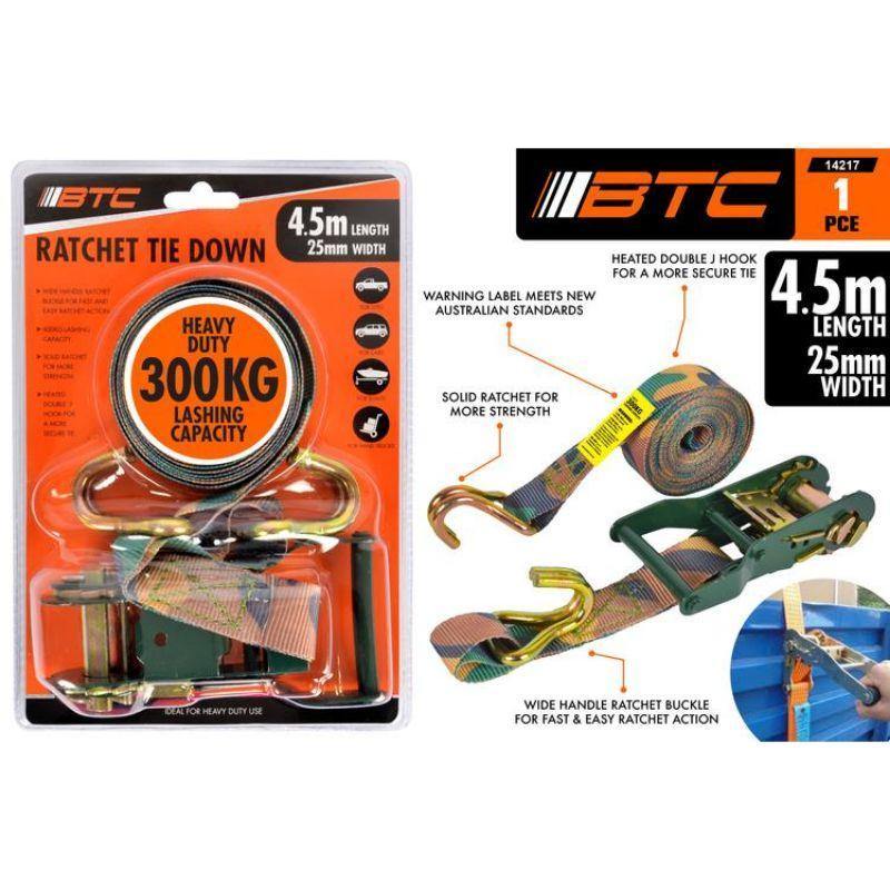 Ratchet Tie Down Set - 25mm x 4.5m - The Base Warehouse