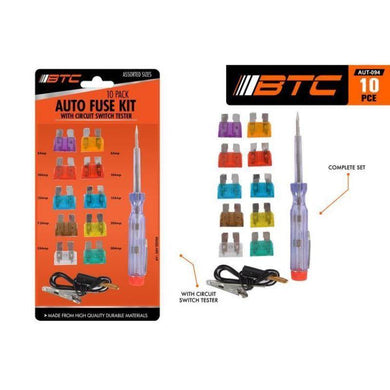 10 Pack Auto Fuse Kit with Tester - The Base Warehouse
