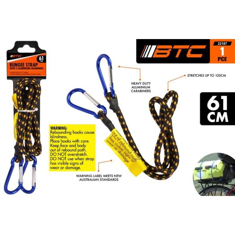 Bungee Strap with Carabiner Hook - 61cm