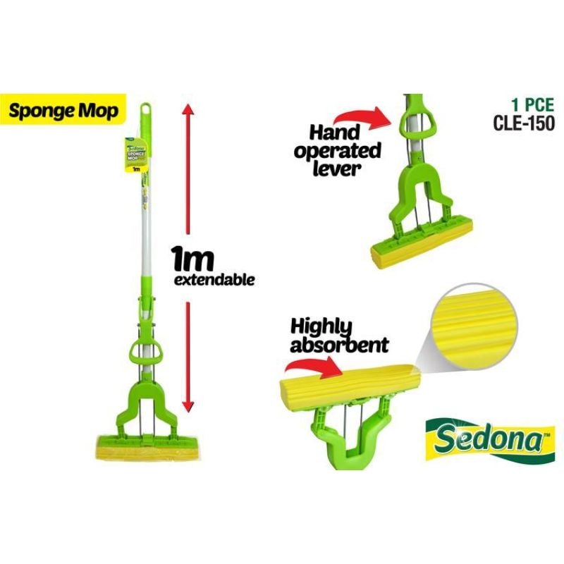 Extendable Squeeze Sponge Mop - 100cm