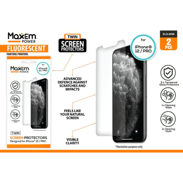 2 Pack Glass Screen Protector - Iphone 12/PRO