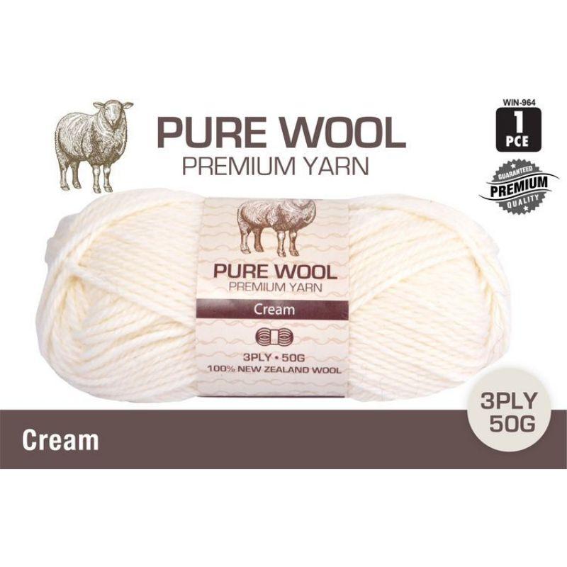 Cream Pure Wool 3Ply - 50g