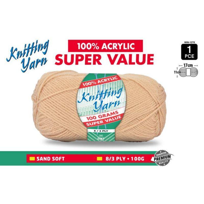 Sand Acrylic Knitting Yarn - 100g - The Base Warehouse