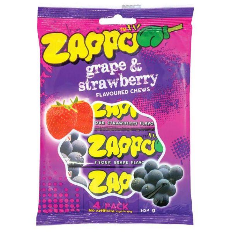 4 Pack Strawberry/Grape Zappo - 104g