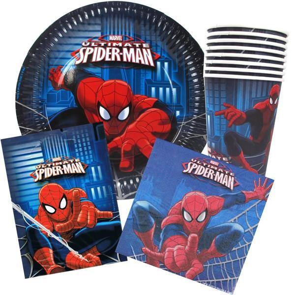 40 Piece Spiderman Ultimate Party Pack - 8 x Cups - 8 x Plates - 8 x Loot bags & 16 x Napkins - The Base Warehouse