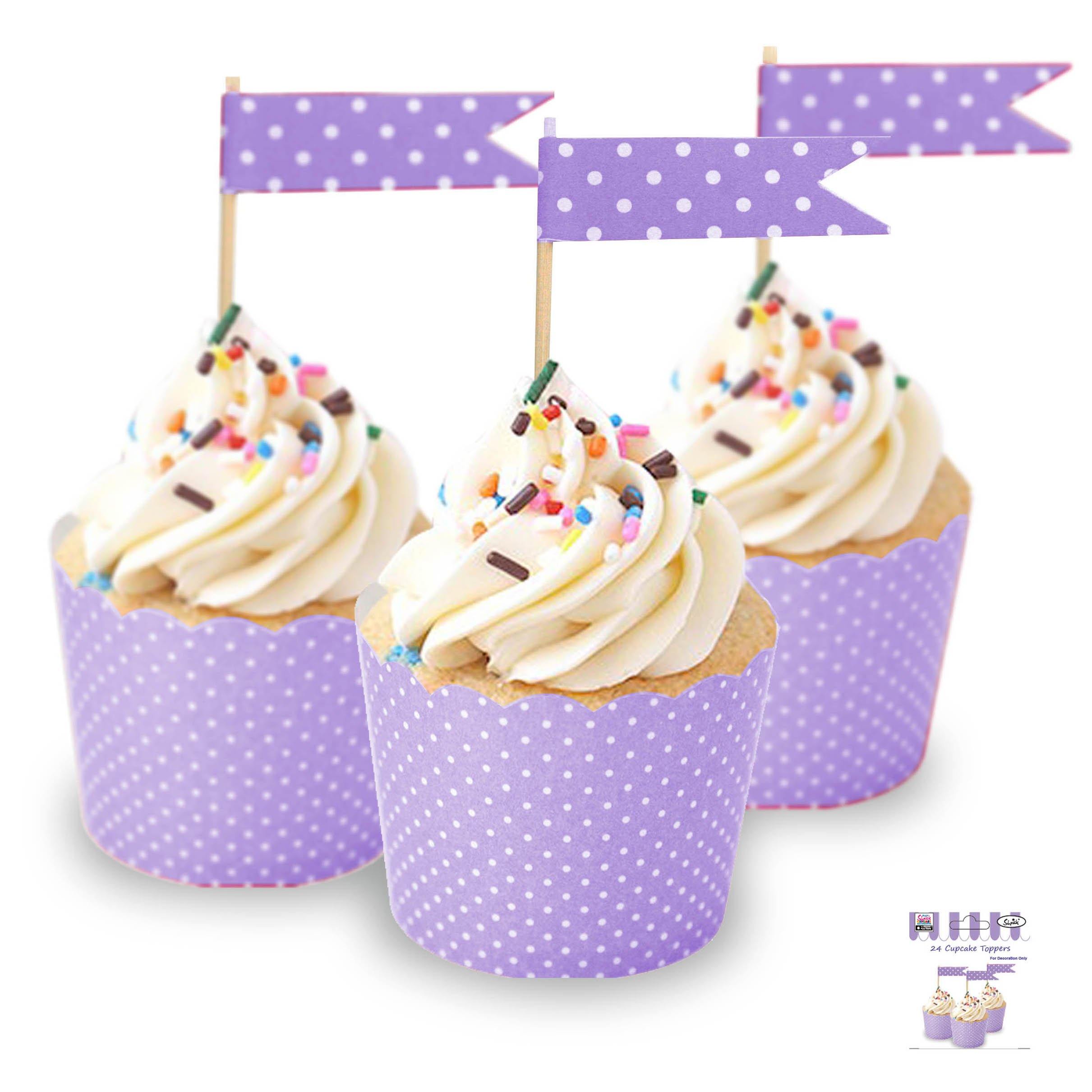 24 Pack Lavender Cupcake Topper - The Base Warehouse