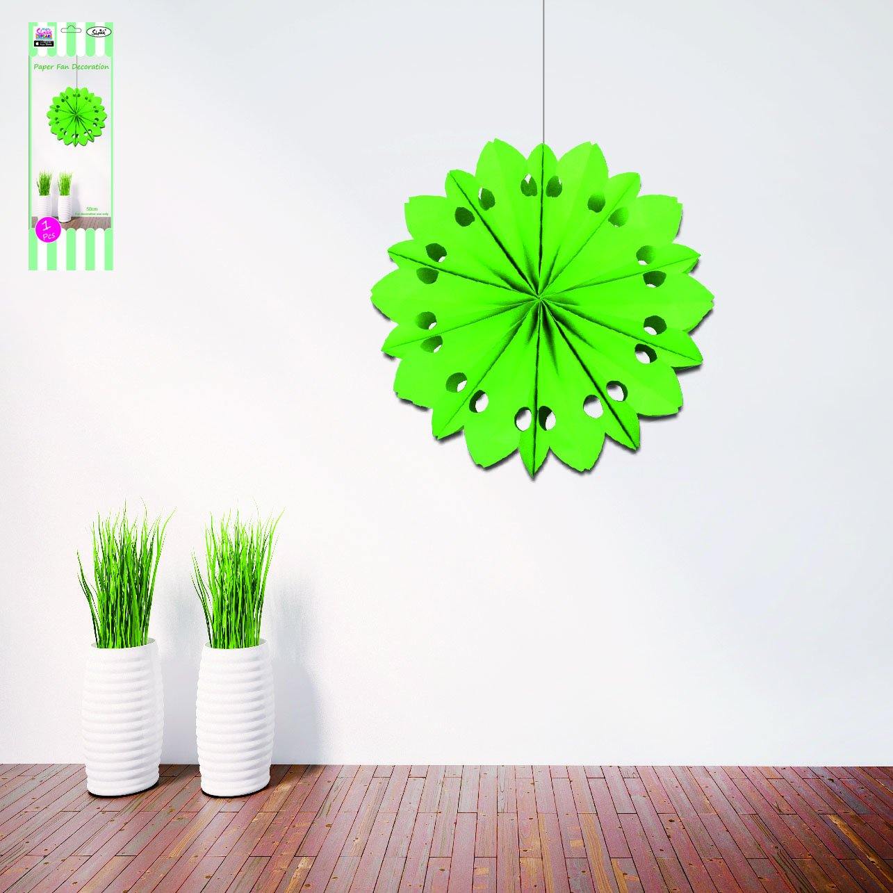 Green Paper Wheel Fan Decoration - 50cm