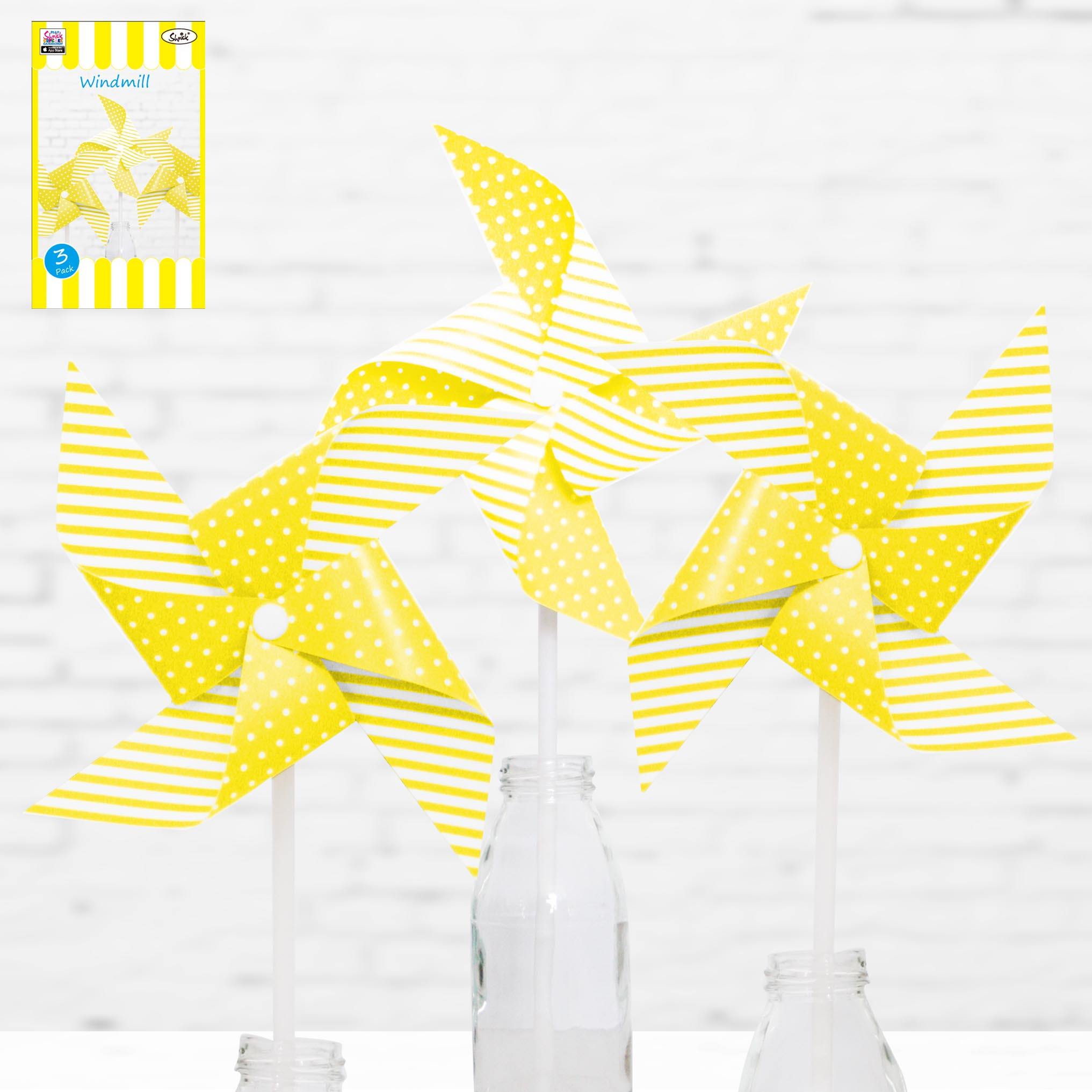 3 Pack Yellow Windmill - The Base Warehouse