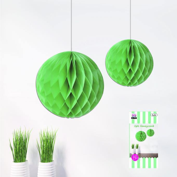 2 Pack Green Honeycomb Decoration - 20cm - The Base Warehouse